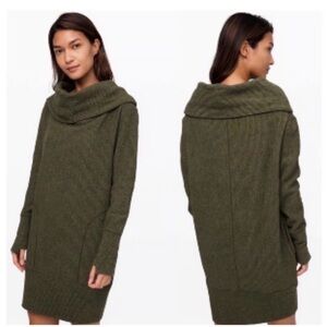 lululemon athletica All Along The Way Dress Forest Green Cowl Neck Dress